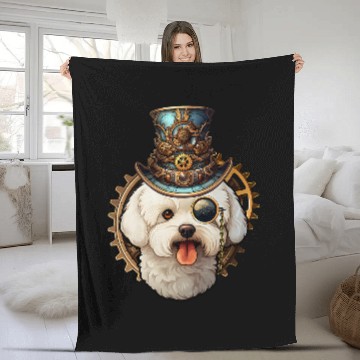 Discover Victorian Steampunk Bichon Frise Fleece Blankets