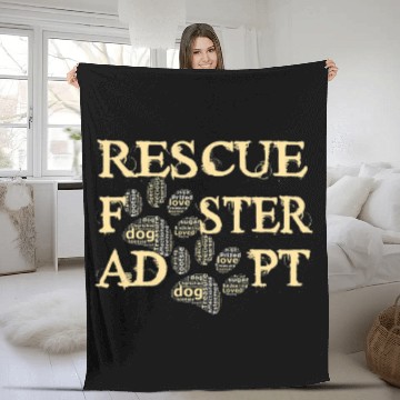 Discover Dog Rescue Mom Paw Word Art Cloud Fleece Blankets