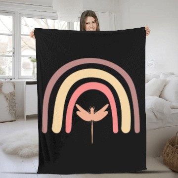 Discover Dragonfly Insect Bug Pretty Funny Cute Rainbow Boho Pink Fleece Blankets