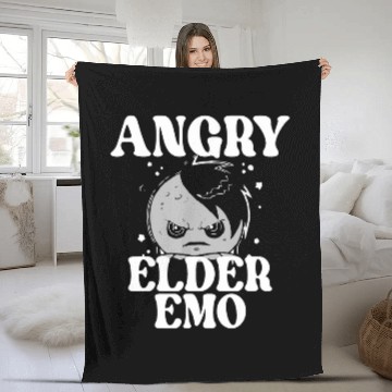 Discover Angry Elder Emo Funny Emo Music Fan Scene Alternative 90s Fleece Blankets