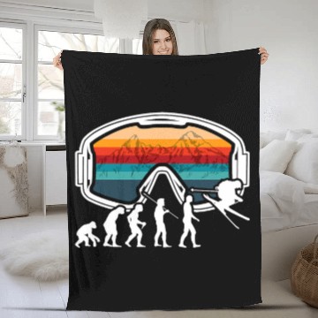 Discover Skiing Ski Evolution Vintag Winter Sport Ski Enthusiasts Fleece Blankets