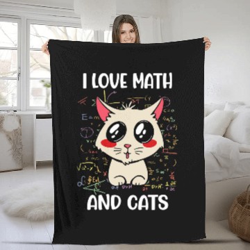 Discover Cat Lover   I Love Math And Cats   Cute Cats Lover Fleece Blankets