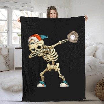 Discover Baseball Expert Spooky Scary Skeletons Baseball Player Baseball Tees Fleece Blankets