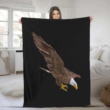 Discover Realistic Bald Eagle Hunting Down For Lovers Birds Watching Fleece Blankets