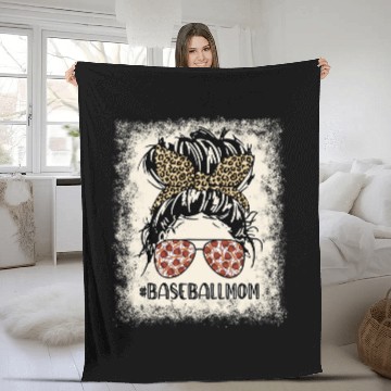 Discover Baseball Mom Bleached Messy Bun Softball Mom Mothers Day Fleece Blankets