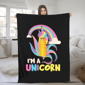 Discover Im A Unicorns Funny Maize Corn Cob Kids Farming Corn Zip Fleece Blankets