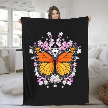 Discover Floral Butterfly Monarch Insects Lepidopterist Fleece Blankets
