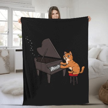 Discover Cat Owner Piano Player Musician Composer Music Lover Baseball Tees Fleece Blankets