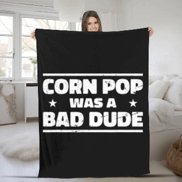 Discover Lacrosse Gift Corn Pop Was A Bad Dude Funny Fleece Blankets