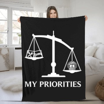 Discover My Priorities Shih Tzu Tips Scale Art Fleece Blankets