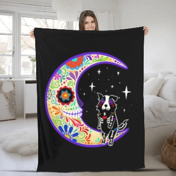 Discover Skeletons Skulls Sheltie Dia de Los Muertos Skull Fleece Blankets