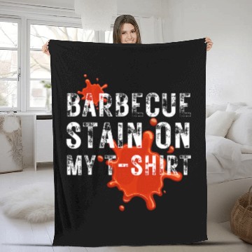 Discover Barbecue Stain On My Fleece Blankets Chef BBQ Party Costume Funny Retro Fleece Blankets