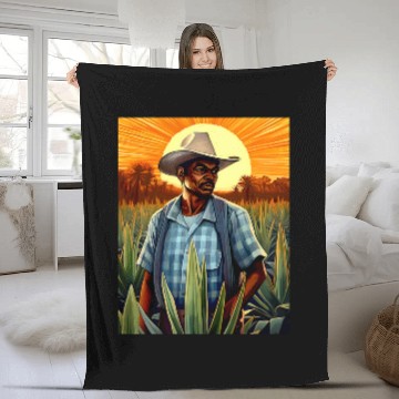 Discover Agave Farmer Campesino Agave Plants Mexican Tequila Farm Fleece Blankets