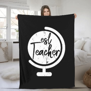 Discover ESL Teacher Globe Back to Campus Teacher Student English Fleece Blankets