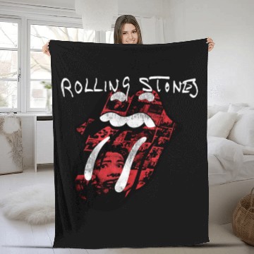Discover The Rolling Stones Exile Collage Tongue Fleece Blankets