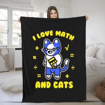 Discover I Love Math and Cats Funny Pi Day Teacher Cat Lover Fleece Blankets