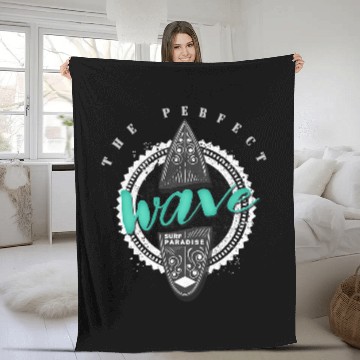 Discover Surf Life Perfect Wave Surf Paradise Funny Surfer Gift Fleece Blankets