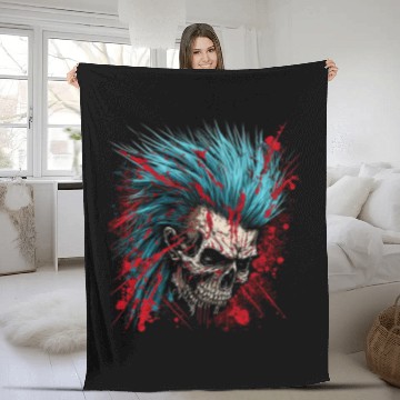 Discover Skeletons Skulls Punk Rock Skull 23 Skull Zip Fleece Blankets