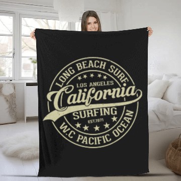 Discover Surf Life californiasSurfing Long Beach Surf Fleece Blankets