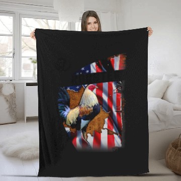 Discover Chicken Lover Rooster   US Flag Cock Fight 2 Fleece Blankets