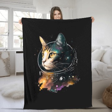 Discover From Space Cat Astronaut Cute and Awesome Fleece Blankets