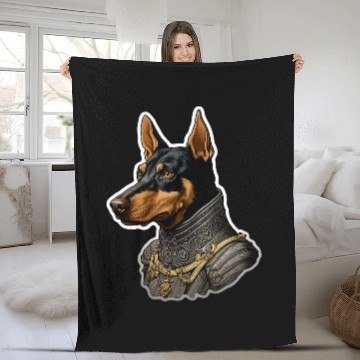 Discover Baroque Renaissance Doberman Pinscher Dog Portrait Fleece Blankets
