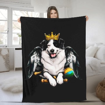 Discover Border Collie With Angel Wings Mini Gift Design Zip Fleece Blankets