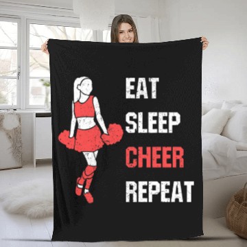 Discover Eat Sleep Cheer Repeat vintages Cheerleading Coach Fleece Blankets