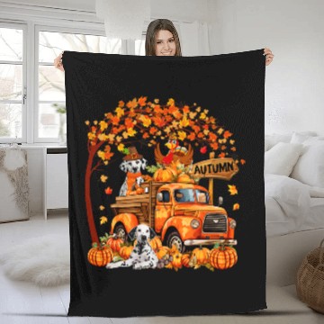 Discover Dalmatian Turkey On Pickup Truck Thanksgiving Pumpkins Baseball Tees Fleece Blankets