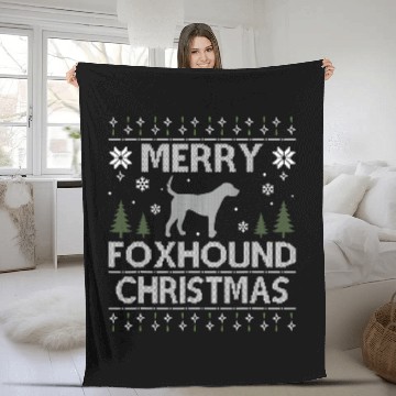 Discover Merry FOXHOUND Christmas Dogs Ugly Christmas Fleece Blankets