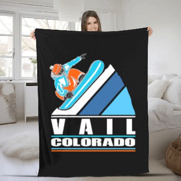 Discover Skiing Ski Vail Colorado vintages Snowboarder Zip Fleece Blankets