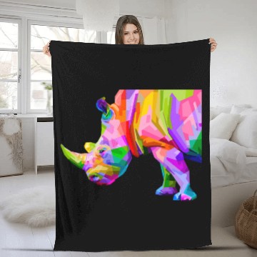 Discover Lacrosse Gift Colorful Rhinoceros Art Graphic Baseball Tees Fleece Blankets
