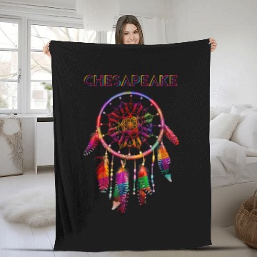 Discover Chesapeake Native American Indian Colorful Dreamcatcher Zip Fleece Blankets