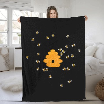 Discover Drawing Bee Hive Abstract Fleece Blankets