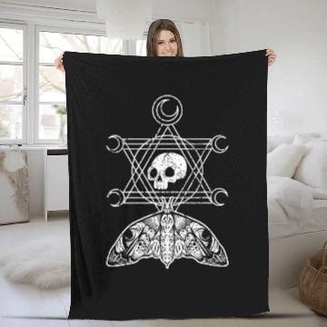 Discover Gothic Dark Magic Skull Moth Pagan Witchcraft Occult Baseball Tees Fleece Blankets