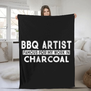 Discover Funny BBQ Artist In Charcoal Grill BBQ Fleece Blankets
