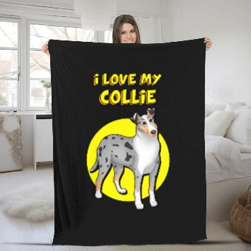 Discover I Love My Blue Merle White Tan Smooth Collie Zip Fleece Blankets