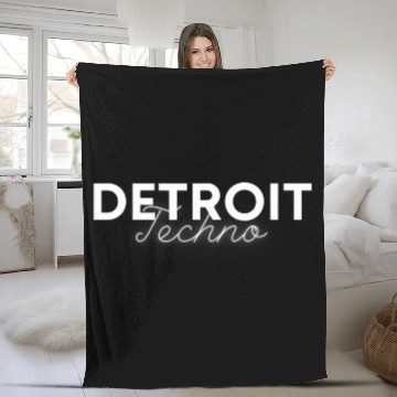 Discover Detroit Techno 1 Baseball Tees Fleece Blankets