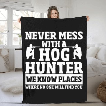 Discover Hog Hunting 2Animal Wild Pig Hunter Funny Boar Hunting Fleece Blankets