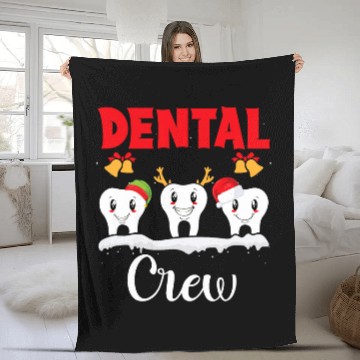 Discover Dentistry Tooth dentists Squad Funny Christmas Dental Crew Fleece Blankets
