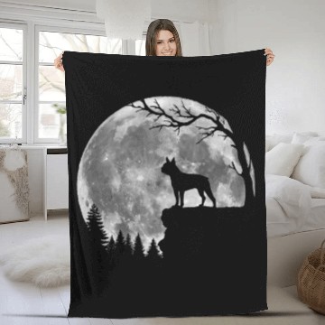 Discover Boston Terrier Moon Silhouette Funny Lazy Halloween Costume Baseball Tees Fleece Blankets