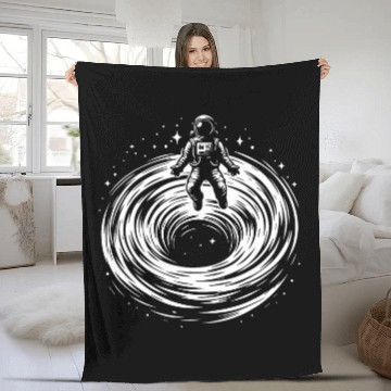 Discover Astronaut Floating in Space Above a Black hole Astronomy Zip Fleece Blankets