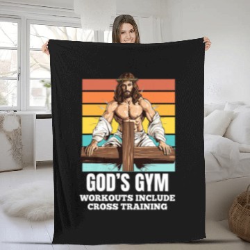 Discover Funny Catholic Fitness Jesus Humor Fleece Blankets