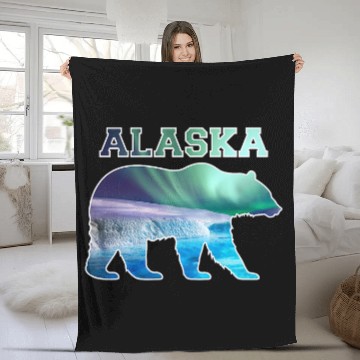Discover Alaskan Bear Northern Lights Aurora Borealis Nature Sky 1 Baseball Tees Fleece Blankets