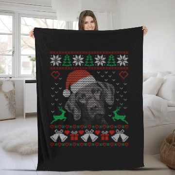 Discover Black Lab Labrador Christmas Santa Hat Ugly Christmas Zip Fleece Blankets