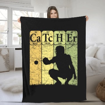 Discover Baseball Periodic Table Elements Nerd Baseball Catcher Retro 2 Baseball Tees Fleece Blankets