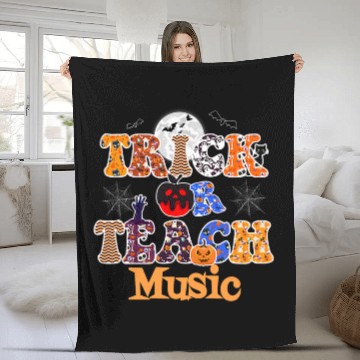 Discover Elementary Music Teacher Trick or Teach funny Halloween Fleece Blankets