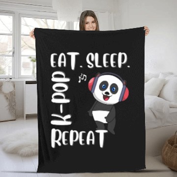 Discover Eat  Sleep  K Pop  Repeat  Korean Music Fleece Blankets