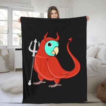 Discover Scary Devil Costume Parrot I Turquoise Parrotlet Fleece Blankets