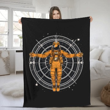 Discover Astronaut Vitruvian Man Funny Leonardo Da Vinci Graphic 23 Fleece Blankets